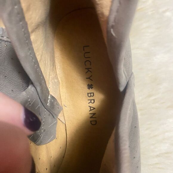 Lucky Brand Beige Stone Lucky Brand Brooklin Perforated Suede Booties size 7 - Picture 5 of 8